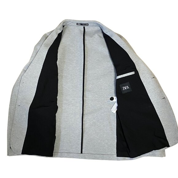 HIP ZARA MEN'S GREY BLAZER, L, STYLISH CLASSIC SLIM FIT STRETCH COMFY - Picture 4 of 7